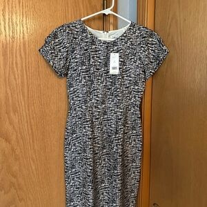 Banana Republic Black and White Textured Midi Dress